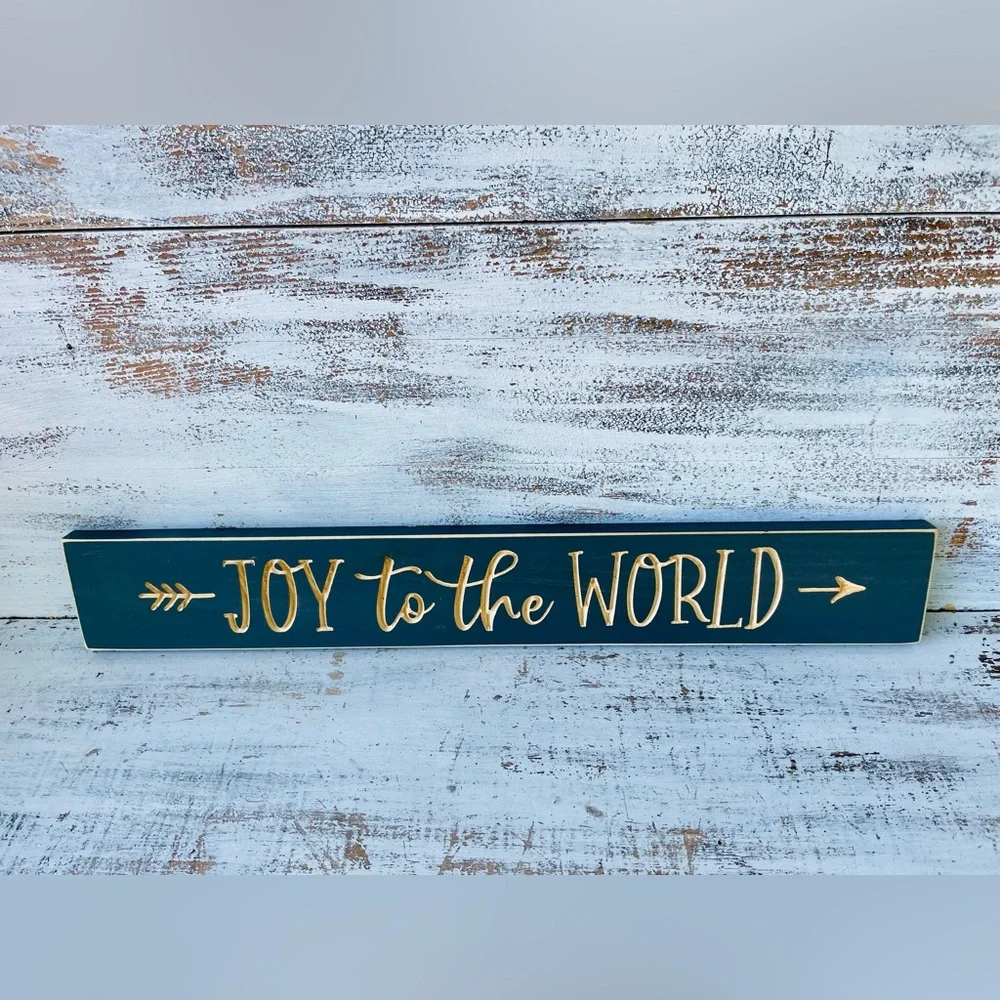 *Joy to the World Engraved Sign 24”x3.5” - Picture 3 of 13